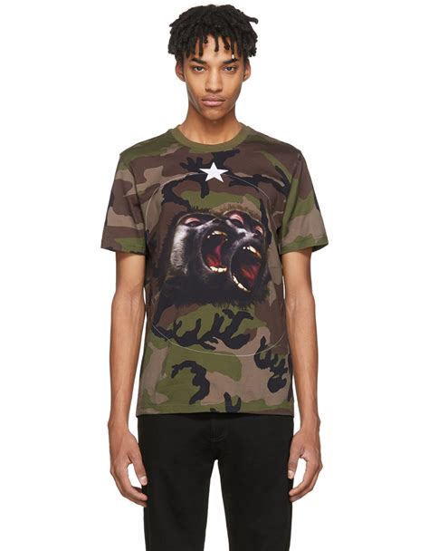 givenchy monkey brothers camo|Camo printed t.